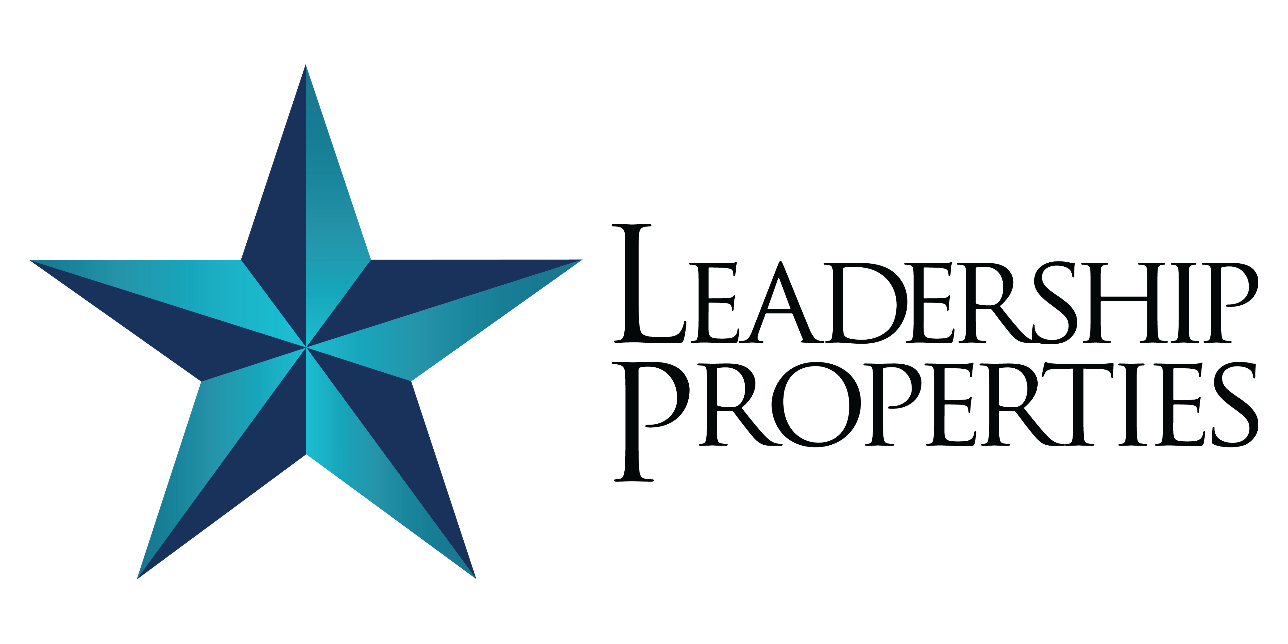 Leadership Properties logo featuring a blue star and elegant typography, symbolizing luxury real estate services in Northwest Arkansas.